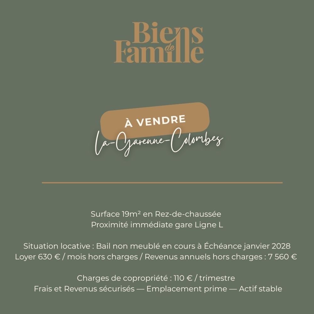 appartement 1 pièce en vente sur LA GARENNE COLOMBES (92250)