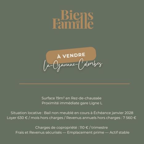 Vente Appartement 19&nbsp;m² La Garenne-Colombes 1&nbsp;pièce