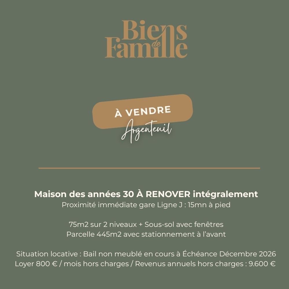 maison 4 Pièces en vente sur ARGENTEUIL (95100)