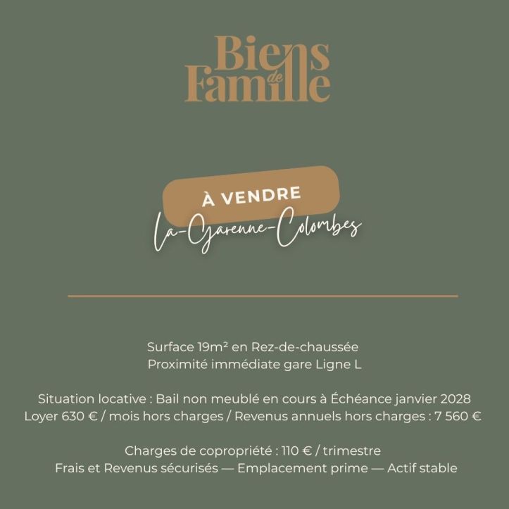 appartement 1 pièce en vente sur LA GARENNE COLOMBES (92250)